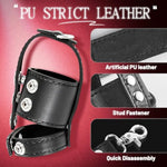 Black Leather Cock Ring Sex Bondage Bdsm Testicle Pulling Collar And Leash, Ball Stretcher With Chain Leash, Scrotum Set Reusable Erection Sex Toys For Enhanced Sensual Play And Intimate Exploration