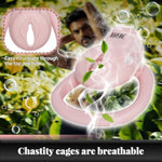 Flat Chastity Cage Male Pink With 3 Active Rings 3D Resin Chastity Lock For Men Breathable Hollow Cock Cage Bdsm Sex Toy For Mens Penis Bondage (Butterfly)