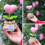 Hand-Crochet Heart Flower Doll (6.3" X 3.2") – Funny Positive Crochet Gift, Emotional Support Stuffed Animal, Inspirational Keepsake For Valentine’S, Anniversaries, Birthdays (Plan Love Grow Joy)