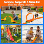 16.4 Ft Flexible Race Track For Kids, Portable Diy Roll-Up Flex Race Car Tracks With Suction Cups Compatible With Diecast 1/64Th Cars Birthday Gift Stocking Stuffers For Boys Girls Ages 3 4 5 +