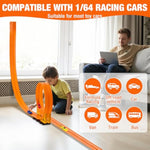 16.4 Ft Flexible Race Track For Kids, Portable Diy Roll-Up Flex Race Car Tracks With Suction Cups Compatible With Diecast 1/64Th Cars Birthday Gift Stocking Stuffers For Boys Girls Ages 3 4 5 +