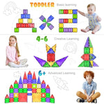 Magnetic Tiles Building Blocks Toy - Stem Educational Magnet Set For Kids, Creativity Preschool Learning Sensory Montessori Toddler Toys For Boys & Girls 3+ Years Old - 57Pc