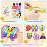 6 Pack Popstick Puppet Craft Kits for Kids, Dinosaur & Butterfly Foam Art Sets