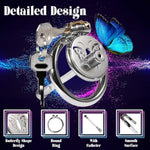 Chastity Cage Metal Dark Lock Male Butterflies Flat Cockcage With Urethral Catheter Design Bdsm Bondage Penis Cages Sex Toys For Couples (50Mm Ring)