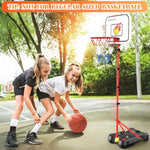 4 In 1 Kids Basketball Hoop And T Ball Set For Toddlers 3-5, Adjustable Height Toddler Basketball Hoop With Baseball, Indoor Outdoor Sport Gifts Christmas Toys For Boys Girls 3-8