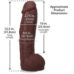 The Realistic Dildo - Hung - 12 Inch Ultraskyn Dildo With Removable Vac-U-Lock Suction Cup - F-Machine And Harness Compatible Dildo - For Adults Only, Chocolate