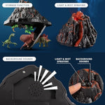 Large Volcano Set With 9 Realistic Dinosaur Action Figures For Kids 2 3 4 5 6 8 10 Years, Simulated Volcanic Eruptions W/Sounds, Volcano Can Store Dinos, Gift For Toddlers Boys & Girls