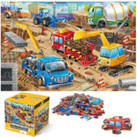 Jumbo Floor Puzzle For Kids,Construction Site Jigsaw Large Puzzles,48 Piece Construction Vehicle Puzzle For Toddler Ages 3-5,Children Learning Preschool Educational Toys,Gift For 4-8 Years Old