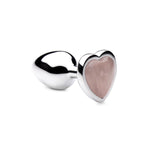 Authentic Rose Quartz Gemstone Heart Anal Plug - Small
