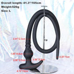 41" Bdsm Extra Long Silicone Anal Plug Douche Set With 150Ml Syringe, Shower Douche Nozzle For Travelling Extended Enema, Hollow Butt Plug Dildo Sm Sex Toys For Adults Male Female Couples (L)