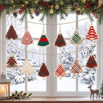 24-Piece Christmas Wooden Craft Kit with Yarn & Weaving Tools