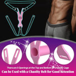 Lightweight Cock Cage With Black Anti-Fall Belt Inverted Chastity Lock Sissy Bdsm Bondage Sex Toys For Men,Women (Pink,Large)