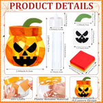 12 Pcs Halloween Pumpkin Craft Kit with LED Candle Light and Tissue Paper Decoration