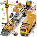 Carrier Truck Race Track Boy Toddlers Toys, Truck Toys For Toddlers 3-5 5-7, Toy Transport Car With Tower Crane Light & Sound, Excavators Cars Gifts For Age 3 4 5 6 7 Years Old Boys Girls