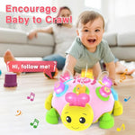 Baby Crawling Toys 6-12 Months,Musical Ladybug Crawling Toy For Infants 0-3-6 7 8 9 10 12-18 Months,Early Education Light Up Music Walking Toys,Shape Matching,Tummy Time Toys For Boy Girl Gift.(Pink)