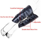 Legs Binding Restaint Leather Sleeve - Legs Or Arm Binder Lace-Up Leather Single Sleeve Shanks Locking Restaint Harness Bondage Sex Toy (Black)