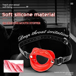 Open Mouth Gag Red Lips Shaped Oral Sex Gag Bondage Restraints Fetish Bdsm Slave Sex Toy O Ring Mouth Gag Red Lips Erotic Adult Sex Products(Black)