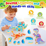 Dinosaur Toys For Kids 3-5,Wooden Magnetic Dino Take Apart Building Blocks Toys For Fine Motor Skills & Creative Play,Christmas Stocking Stuffers Gifts For Toddler Boys Girls