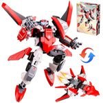 2 In 1 Transforming Mech Robot Building Sets, Mecha Robot City Toy Converts To Fighter Jet, For Adults Kids Boys Ages 6+(Red)