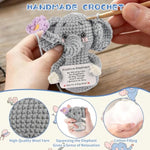 Mini Positive Crochet Animals Elephant With Message Card Emotional Support Crochet Plush Encouragement Funny Christmas Birthday Gifts For Women Elephant Gift For Women Friend Decor For Home Office
