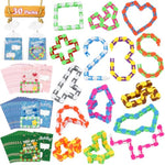 30 Pack Valentines Day Gifts For Kids-Wacky Tracks With Valentines Cards, Fidget Snake Puzzles Toys For Stress Relief, Valentines Day Cards For Kids Schools, Valentines Gift Exchange