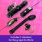 Wild Weekend Adult Sex Toy Kit - G Spot & Rabbit Vibrators, Anal Toys, Cock Rings & Kegal Balls - Beginner Friendly Sex Toys For Couples - 11 Piece Set - Black