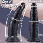 2.93'' Diameter Huge Thick Dildo & 4.5 Inch Diameter Extra Thick Fat Dildo, 12 Inch Big Black Cock Large Anal Dildos Without Balls, 10 Inch Huge Butt Plug Uncut Massive Dildo