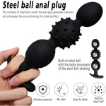 Silicone Anal Butt Plug With Safe Handle, Built-In Activity Ball Butt Plugs, Anal Beads Massage Butt Plug Sex Toy For Men Women And Couples (3 Anal Beads)