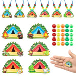 48 Sets Camping Beaded Necklace Craft Kits with Colorful Beads for Kids