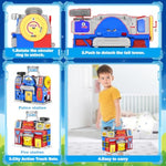 Boys Toys For 3 4 5 6 Years Old,Large City Action Playset Kit With Lights Sounds,Walkie-Talkie,Foldable Police & Fire Station Transform Track Toy With 4 Cars,Helicopter,7 Accessories