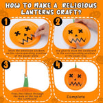 24 Sets Halloween Jack O’ Lantern Paper Plate Craft Kits for Kids, DIY Pumpkin Ornaments