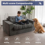 Bean Bag Chair For Adults, Upholstered Floor Sofa With Armrests, Loveseat Boneless Couch With Tufted Cushion & Backrest, Sofa In A Box, Large Bean Bag Couch For Bedroom Living Room, Dark Grey