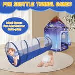 3 In 1 Rocket Ship Play Tent With Tunnel Ball Pit For Kids Space Themed Pop Up Playhouse Indoor Outdoor Astronaut Tent Set Toy Gift For Boys Girls Toddler Baby Child Games Birthday Party