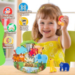 Wooden Animal Blocks Stacking Toy Kids Christmas Birthday Gifts For Boy Girl Age 3-7 Animals Montessori Toddler Toys 3 4 5 6 7 8 Year Old Boys Girls Educational Toys Fine Motor Balance Game