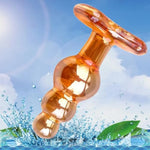Glass Anal Beads Prostate Massager P-Spot Stimulation Anal Trainer Sex Toys,Glass Big Size Butt Plug With Graduated Beads Crystal Butt Plug Personal Massage For Men Women(Brown)