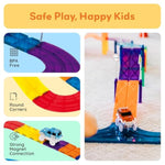 PicassoTiles Magnetic Tiles Race Track Car Thrilling Toy Playset Includes 2 Racing Trucks STEM Educational Magnet Tile Building Block Construction Set for Toddlers Boys Girls Ages 3 and Older PTR30
