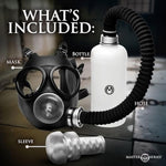 Overload Stroker Gas Mask Kit For Beginners, Men, Women, & Couples. Masturbator Sleeve And Adjustable Head Straps. Hose And Aroma Bottle. One-Way Breathing Valve. 3 Piece Set, Black.