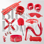 Bliissbound Bondage For Sex 10 Pcs Bdsm Leather Bondage Sets Restraint Kits For Women And Couples (Red)