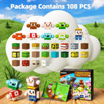 108Pcs Magnetic Building Blocks With Rotatable Figures And Animals, Kids Game-Based Stem Learning Educational Sensory Toys For Boys And Girls, Great For Birthday