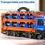 Cars Truck Set Transport Toy For Kids, Race Track Set With 12 Die-Cast Cars, Trucks Playset, 2-Tier Launching Tracks, Carrier Toy For Boys Girls Birthday Gifts For Boys Ages 1-3 2-4 3-5 4-7