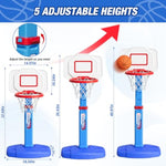 Toddler Basketball Hoop, Adjustable Height Indoor Basketball Hoop For Kids 1-3, Foldable Mini Basketball Goal With 3 Balls, Outdoor Poolside Sport Toy, Birthday For Baby Boys Girls