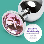 Jewelled Butt Plug - 2.5 Inch Beginner Friendly Metal Anal Plug - Firm Sensitive Skin Friendly Anal Toy - Waterproof - Pink Gem