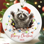 Racoon Ornament - Racoon Gifts For Lovers, Women, Men - Funny Animals Ornaments For Christmas Tree - Round Ceramic Christmas Hanging Ornament 2025