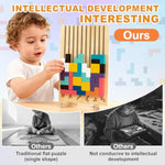Wooden Montessori Russian Blocks Puzzle – 3D Stacking Toy For 3-6 Year Olds Toddlers Educational Gift & Brain Teaser For Critical Thinking Montessori Brain Blocks For Boys & Girls (Classic)