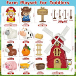 Toddler Toys For 1 2 3 Year Old, Farm Animals Windmill Barn Montessori Educational Toys, Farm Playset With Assorted Pretend Accessories, Christmas Birthday Gift For Baby Boys Girls 12-18 Month