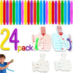 Christmas Stocking Stuffer Pop Tubes Sensory Toys Fidget Toys Pop Tubes Bulk Toddler Toys Kids Autism Sensory Tools 24Pcs With Cards For Grandkids Birthday Gift P Op Tubes Nutty Toy S