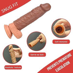 Penis Sleeve Extender Cock Sleeve Extension Sheath Silicone Penis Ring Enlarge Thicken Reusable Realistic Condom Enlarger Male Sex Toy for Men Couples