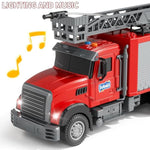 Kids Fire Truck Toy Friction Powered Fire Rescue Truck Vehicle Toy With Lights And Sirens Sounds, Water Pump, Ladder, Gifts For 3 4 5 6 7 8 Years Old Boys Girls