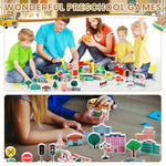 36 Pcs Wooden Community Helpers Community Wooden Toy Preschool Little Professionals Buildings Block Set Multicultural Buildings, Creative Play For Social Learning Educational Model