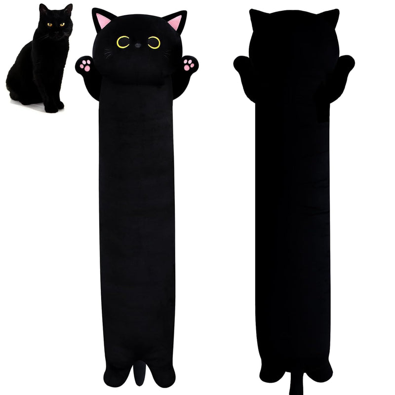 22.5" Long Cat Plush Pillow, Long Cat Stuffed Animal,Black Cat Plush,Stuffed C